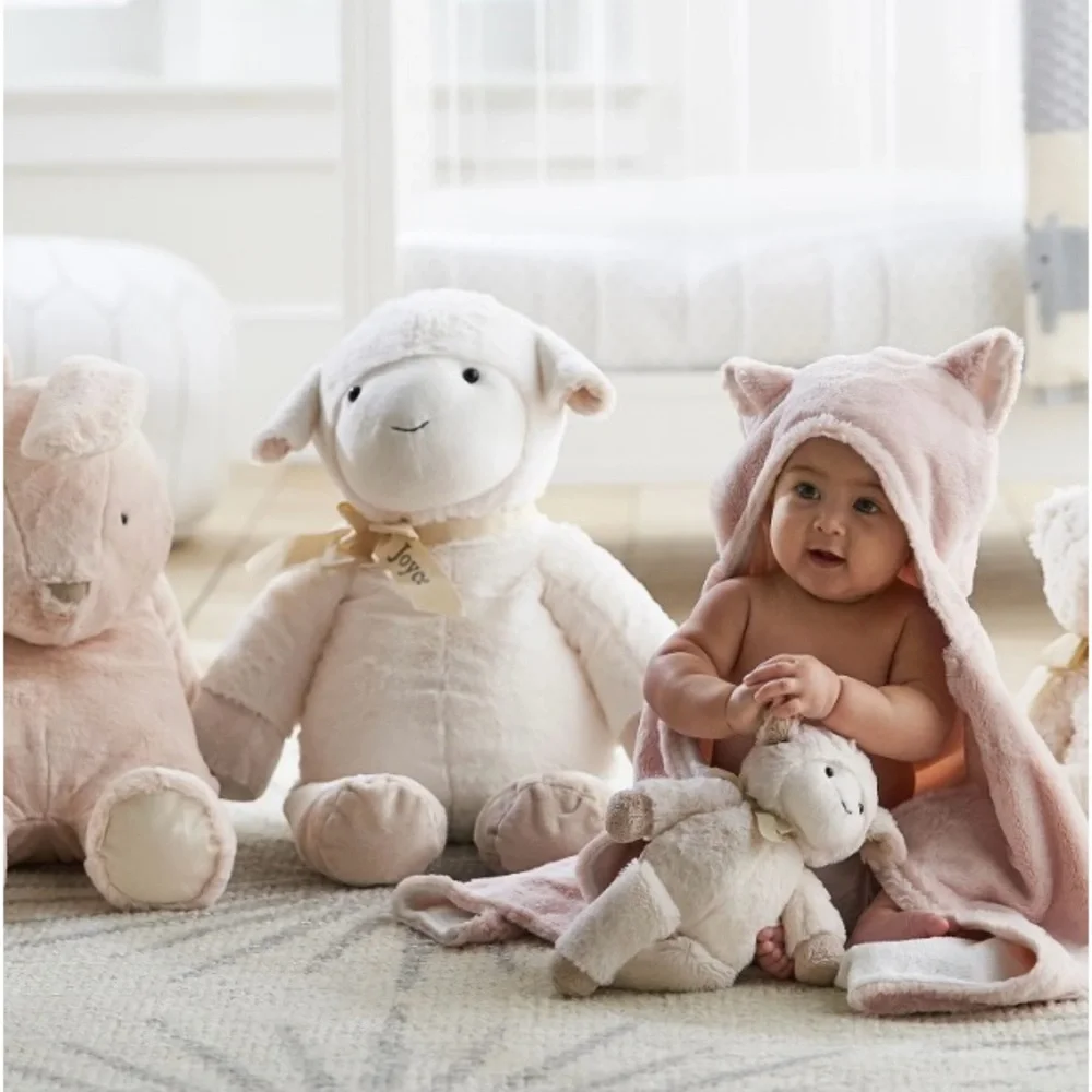 Pottery Barn Hooded Towel Pink Faux Fur/terry cloth Animal Ears